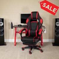 Flash Furniture CH-00288-RED-GG X40 Gaming Chair Racing Ergonomic Computer Chair with Fully Reclining Back/Arms, Slide-Out Footrest, Massaging Lumbar - Red